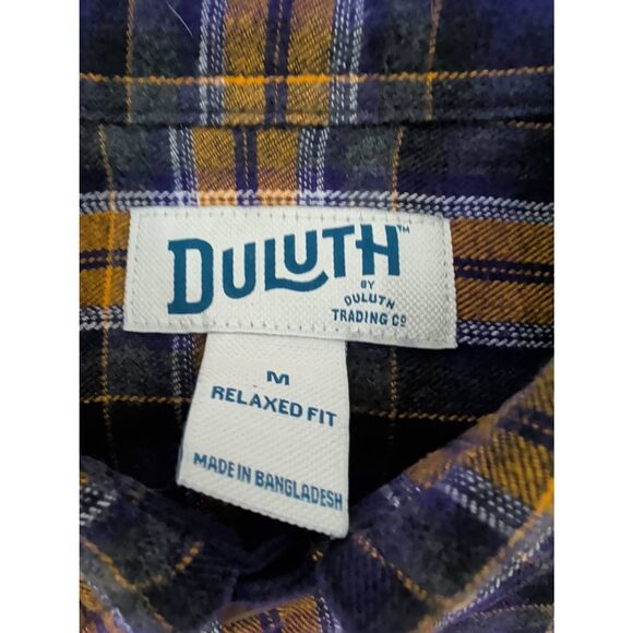 Duluth Trading Relaxed Fit Plaid Flannel Men’s M Purple Gold Vikings Colors - Picture 4 of 11